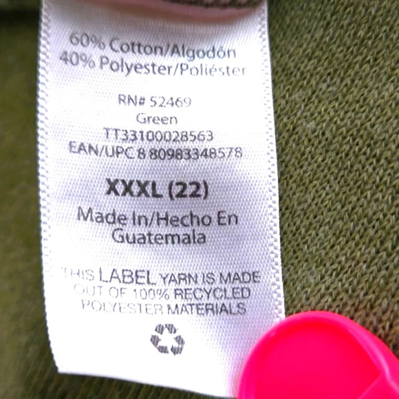 Time & Tru Olive Soft Sweatshirt Hi-Lo Hem Long Sleeve Women Size 22 - Picture 4 of 9